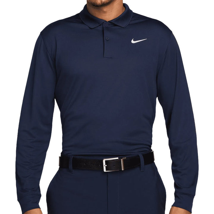Nike Dri-FIT Victory Solid Longsleeve Golf Polo Wolf Obsidian/White - FA25 Men