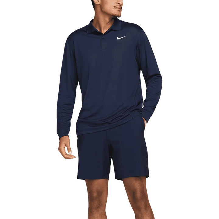 Nike Dri-FIT Victory Solid Longsleeve Golf Polo Wolf Obsidian/White - FA25 Men
