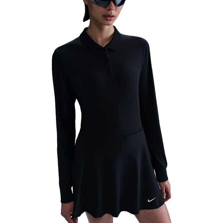 Nike Victory Dri-FIT Longsleeve Golf Polo Black/White - FA25 Women