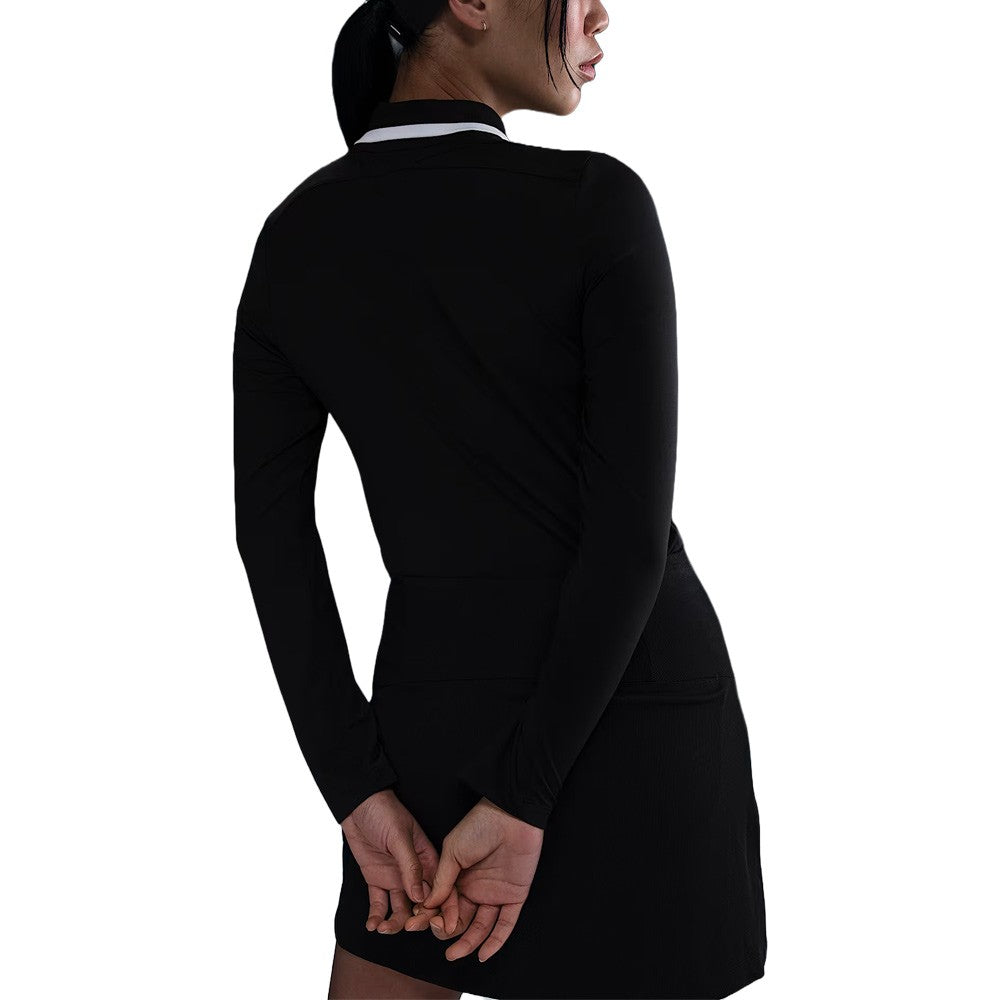 Nike Dri-FIT UV Tour Longsleeve Golf Polo Black/White/White
