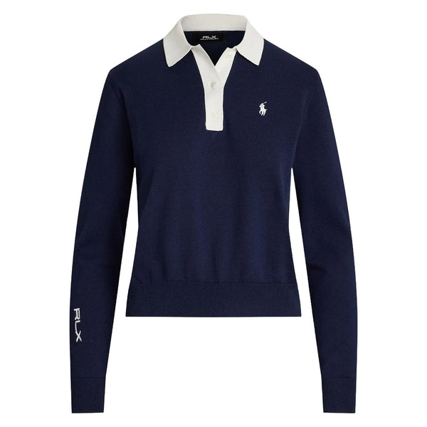Ralph Lauren 4-Button Placket Cotton Blend Golf Polo (Dual Branded) Refined Navy - SP25 Women