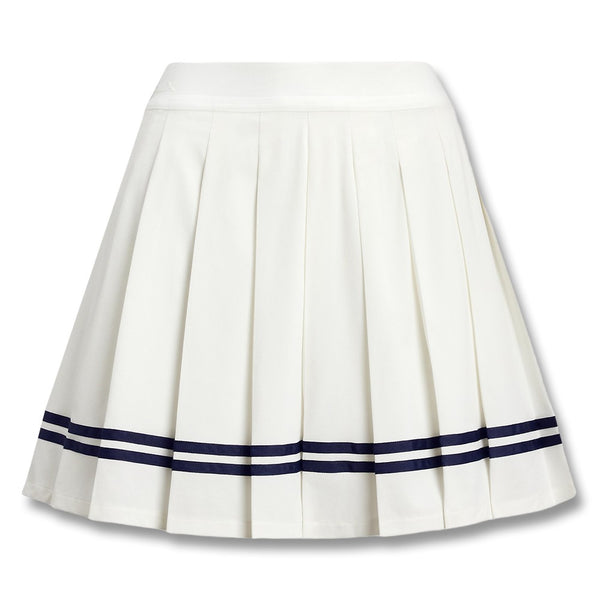 Ralph Lauren 4-Way Stretch High Waisted Pleated A-Line 16" Golf Skort Ceramic White/Refined Navy - SP25 Women