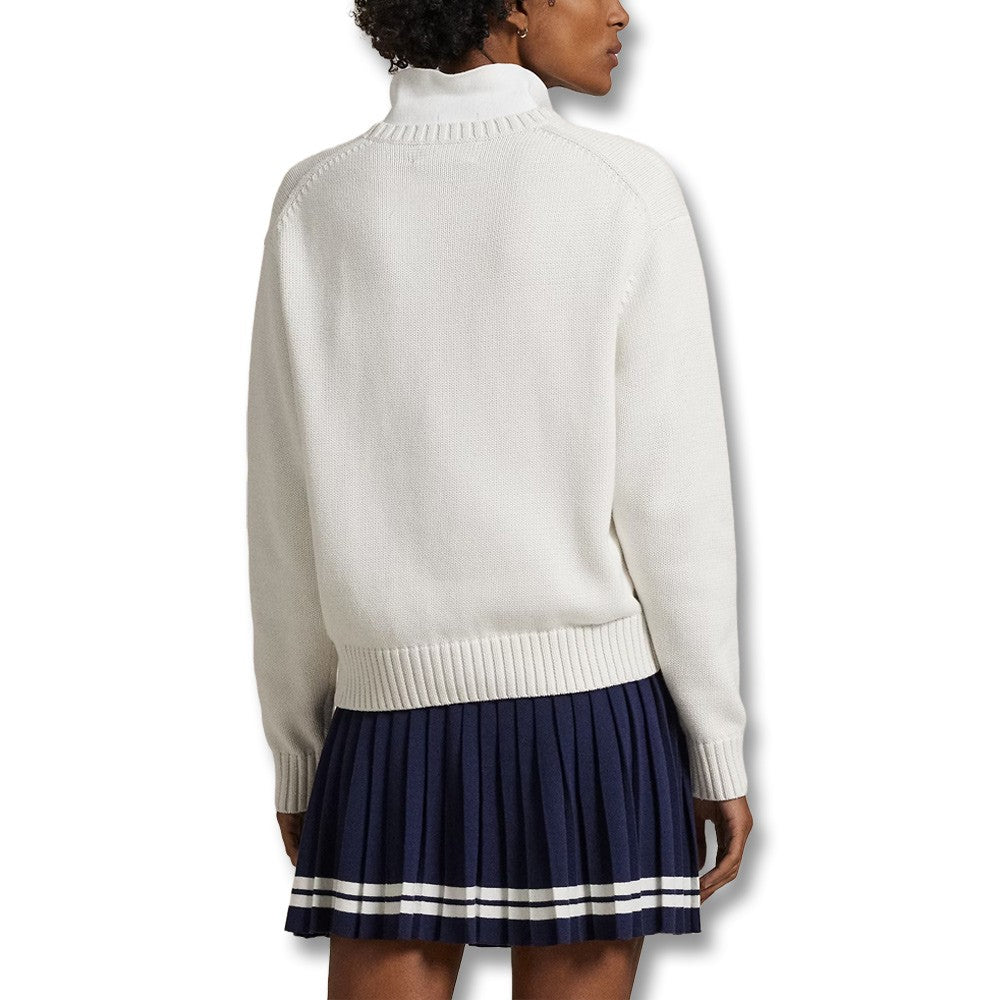 Ralph Lauren Cotton Blend Novelty Bear Performance Golf Sweater White Splash Multi - SP25 Women