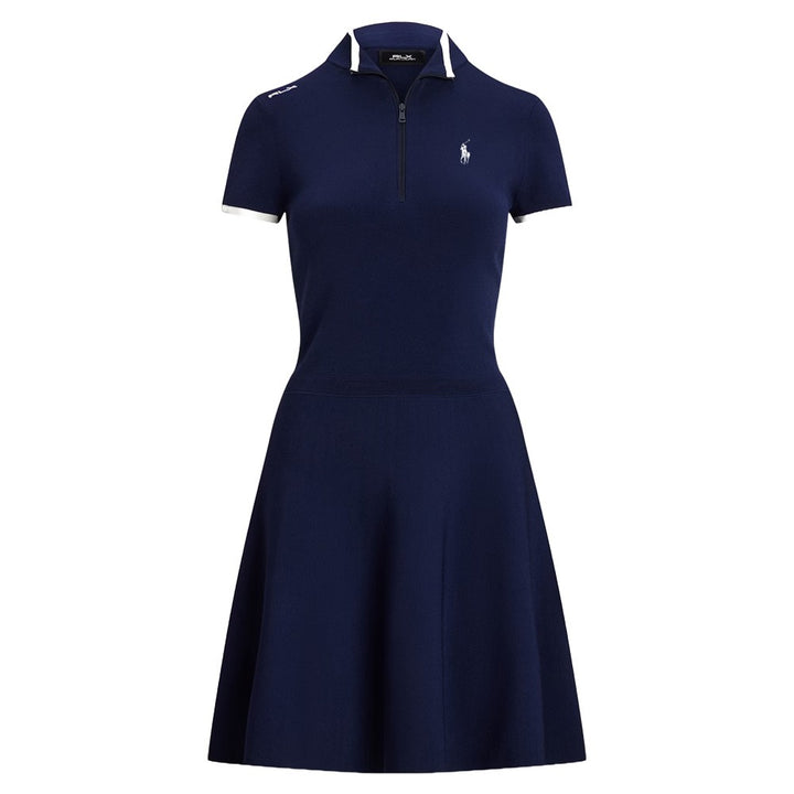 Ralph Lauren Viscose Blend Mock Neck Golf Dress Refined Navy/Ceramic White - SP25 Women