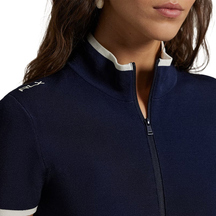 Ralph Lauren Viscose Blend Mock Neck Golf Dress Refined Navy/Ceramic White - SP25 Women