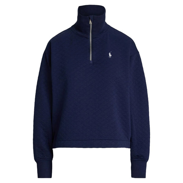 Ralph Lauren Quilted Double Knit 1/2 Zip Golf Pullover Refined Navy - SP25 Women