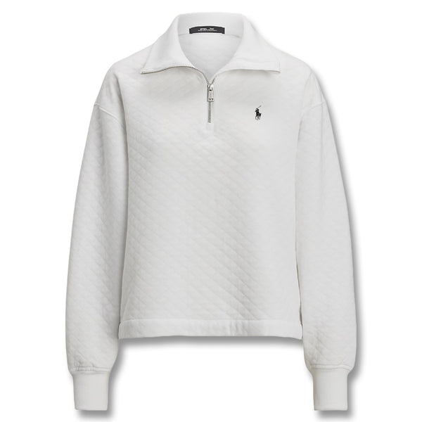 Ralph Lauren Quilted Double Knit 1/2 Zip Golf Pullover Ceramic White - SP25 Women