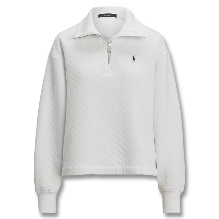 Ralph Lauren Quilted Double Knit 1/2 Zip Golf Pullover Ceramic White - SP25 Women