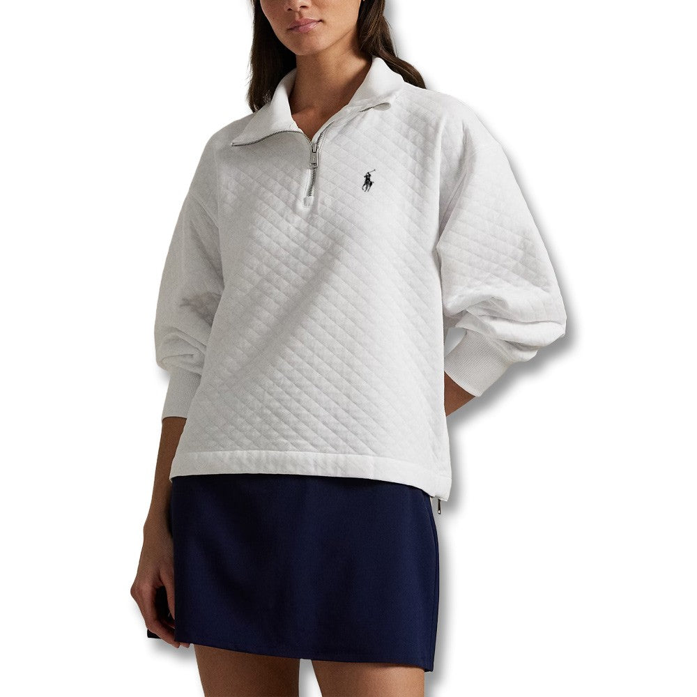 Ralph Lauren Quilted Double Knit 1/2 Zip Golf Pullover Ceramic White - SP25 Women