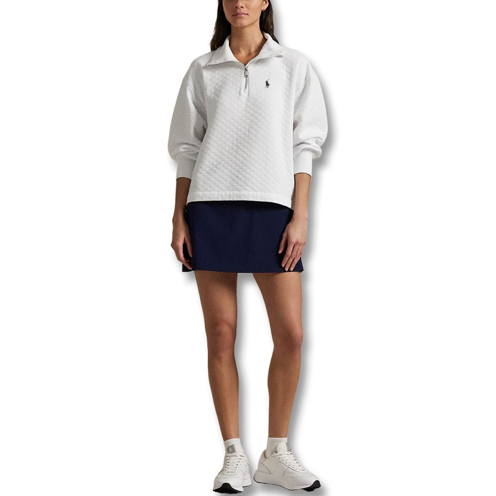 Ralph Lauren Quilted Double Knit 1/2 Zip Golf Pullover Ceramic White - SP25 Women