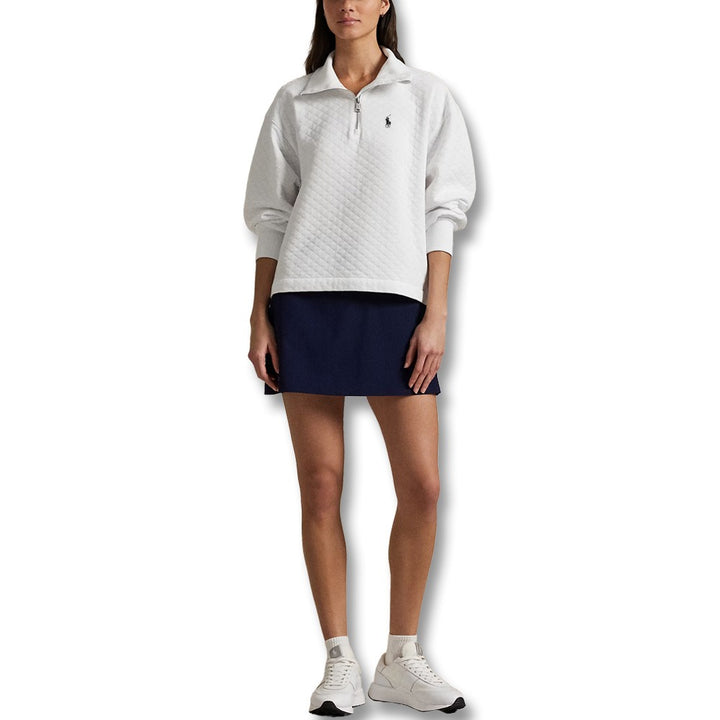 Ralph Lauren Quilted Double Knit 1/2 Zip Golf Pullover Ceramic White - SP25 Women
