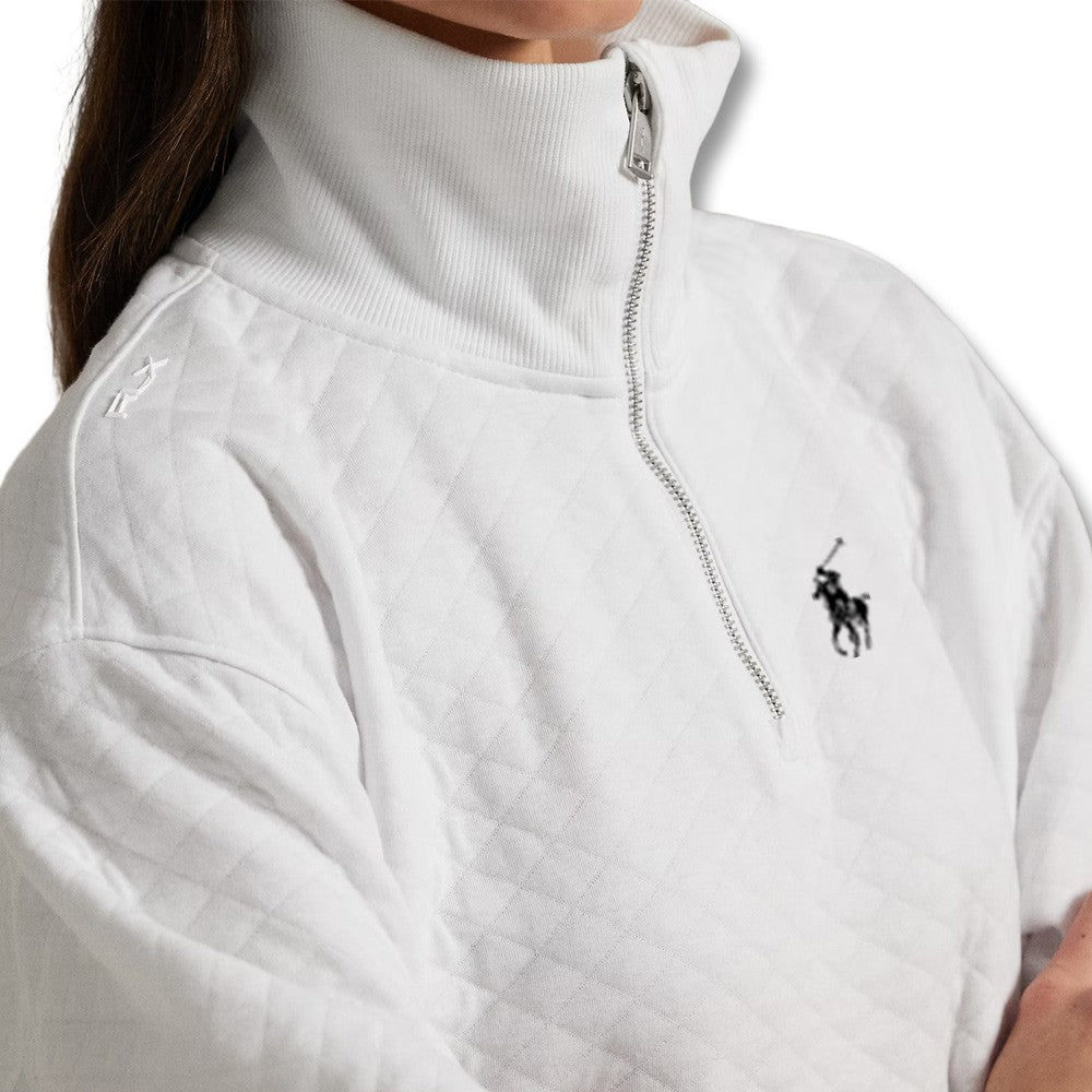 Ralph Lauren Quilted Double Knit 1/2 Zip Golf Pullover Ceramic White - SP25 Women