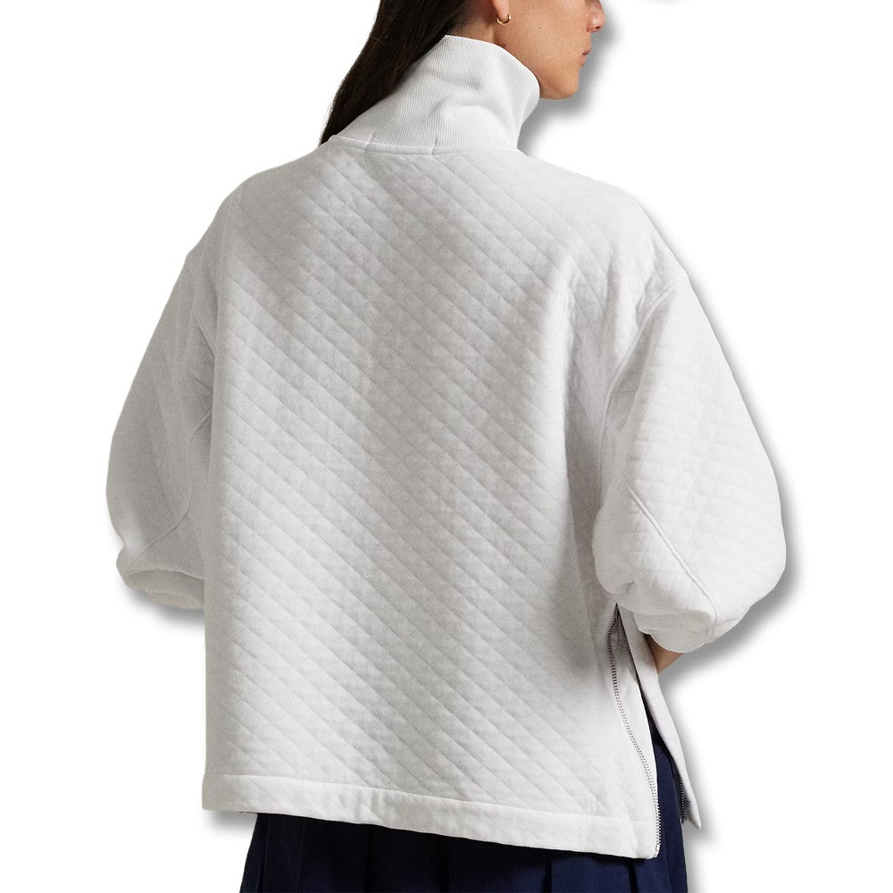 Ralph Lauren Quilted Double Knit 1/2 Zip Golf Pullover Ceramic White - SP25 Women