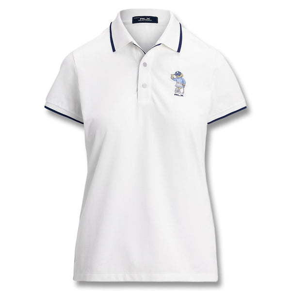 Ralph Lauren Tour Pique Novelty Bear Golf Polo (Tailored Fit) Ceramic White - SP25 Women