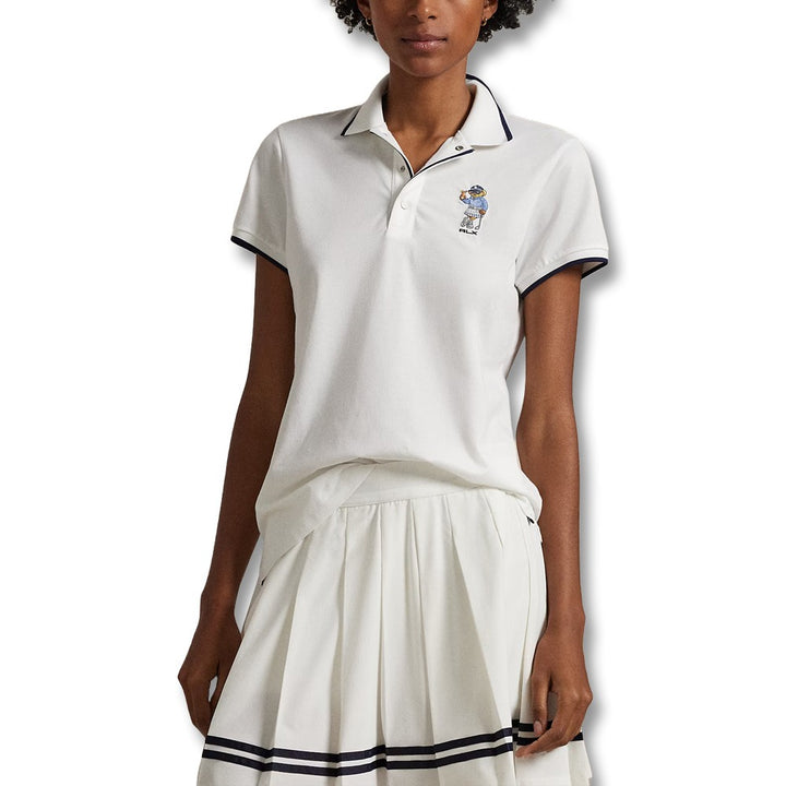 Ralph Lauren Tour Pique Novelty Bear Golf Polo (Tailored Fit) Ceramic White - SP25 Women