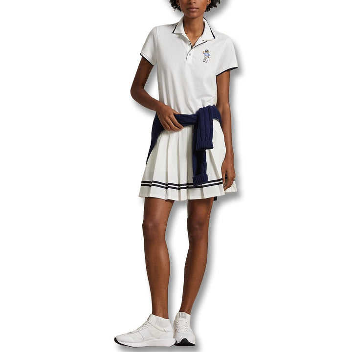 Ralph Lauren Tour Pique Novelty Bear Golf Polo (Tailored Fit) Ceramic White - SP25 Women