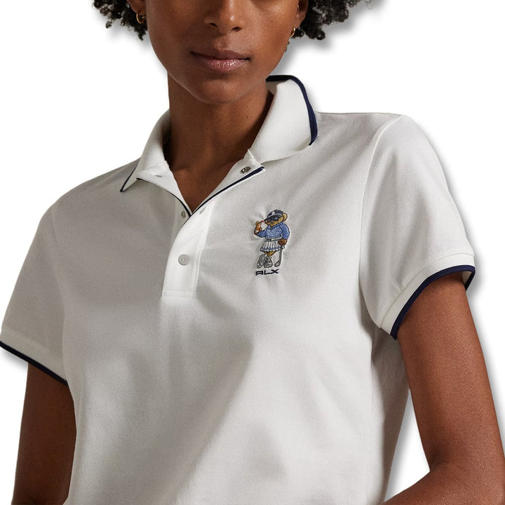 Ralph Lauren Tour Pique Novelty Bear Golf Polo (Tailored Fit) Ceramic White - SP25 Women