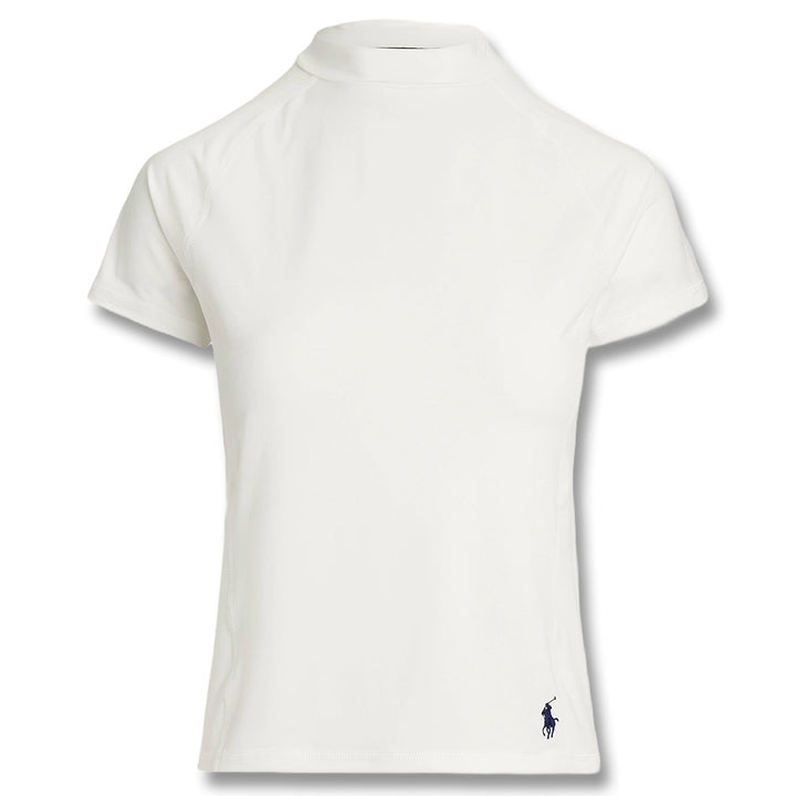 Ralph Lauren Recycled Peached Airflow Mock Neck Golf T-Shirt (Slim Fit ) Ceramic White - SP25 Women