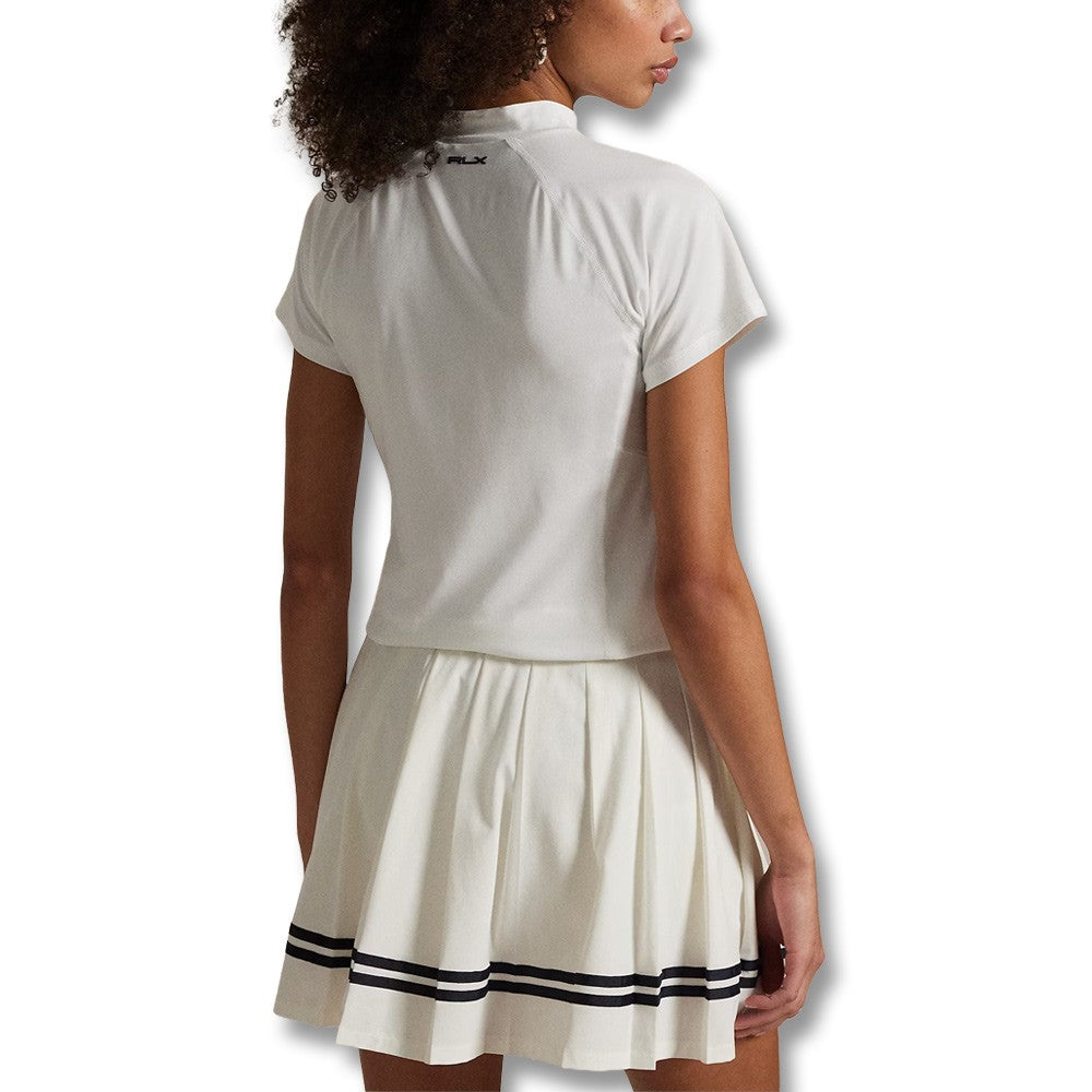 Ralph Lauren Recycled Peached Airflow Mock Neck Golf T-Shirt (Slim Fit ) Ceramic White - SP25 Women