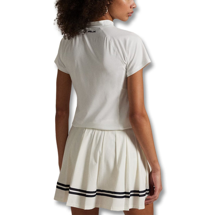 Ralph Lauren Recycled Peached Airflow Mock Neck Golf T-Shirt (Slim Fit ) Ceramic White - SP25 Women