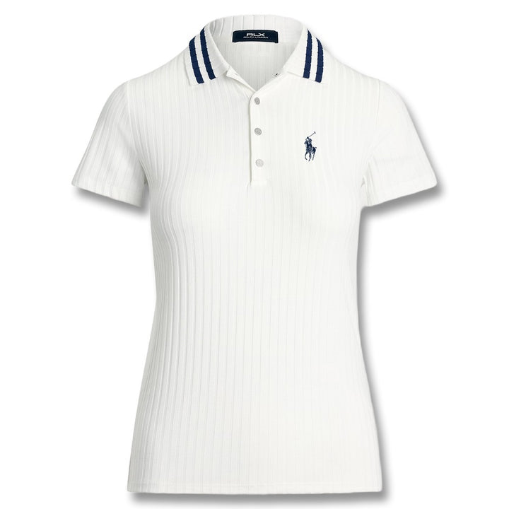 Ralph Lauren Drop Needle Rib Knit Golf Polo (Slim Fit) Ceramic White Multi - SP25 Women
