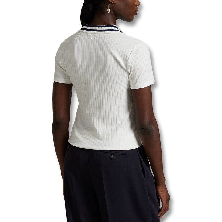 Ralph Lauren Drop Needle Rib Knit Golf Polo (Slim Fit) Ceramic White Multi - SP25 Women