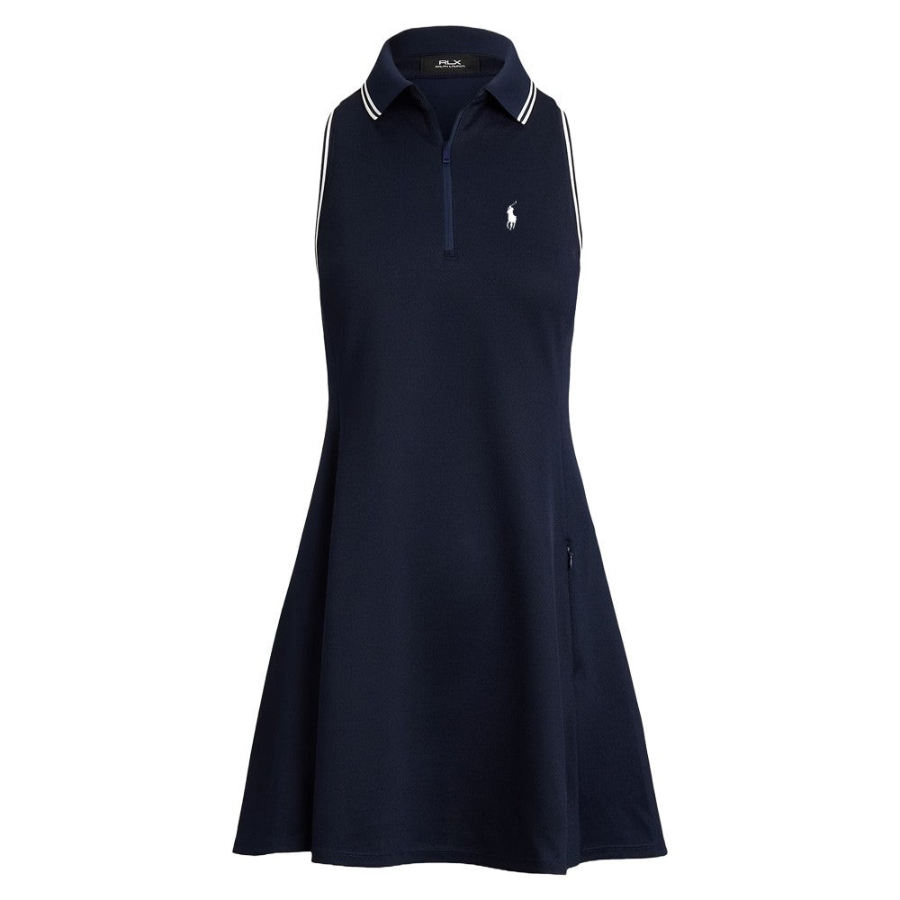 Ralph Lauren Heavyweight Pque 1/4 Zip Polo Golf Dress Refined Navy/Ceramic White - SP25 Women