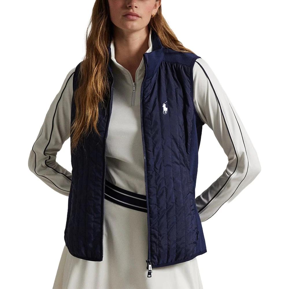 Ralph Lauren Hybrid Quilted-Front Full-Zip Golf Vest Refined Navy - SP25 Women