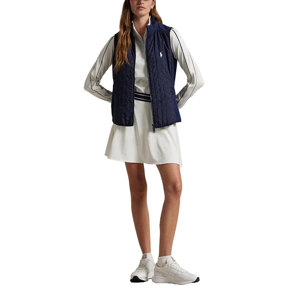 Ralph Lauren Hybrid Quilted-Front Full-Zip Golf Vest Refined Navy - SP25 Women