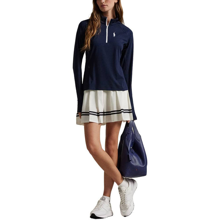 Ralph Lauren Stretch Peached Jersey UV 1/4 Zip Golf Pullover (Slim Fit) Refined Navy -SP25 Women