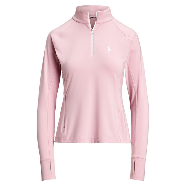 Ralph Lauren Stretch Peached Jersey UV 1/4 Zip Golf Pullover (Slim Fit) Garden Pink -SP25 Women