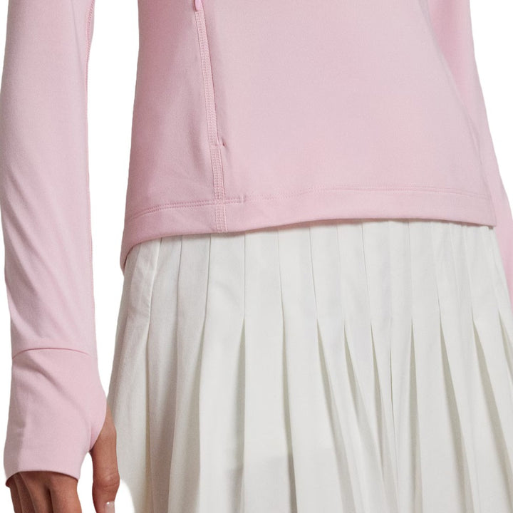 Ralph Lauren Stretch Peached Jersey UV 1/4 Zip Golf Pullover (Slim Fit) Garden Pink -SP25 Women