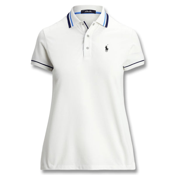 Ralph Lauren Tour Pique Val Golf Polo (Tailored Fit) Ceramic White/Navy/Blue Multi - SP25 Women