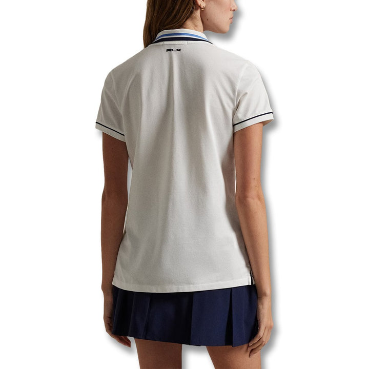Ralph Lauren Tour Pique Val Golf Polo (Tailored Fit) Ceramic White/Navy/Blue Multi - SP25 Women