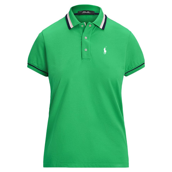 Ralph Lauren Tour Pique Val Golf Polo (Tailored Fit) Tiller Green/Refined Navy/Ceramic White - SP25 Women
