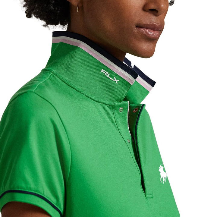 Ralph Lauren Tour Pique Val Golf Polo (Tailored Fit) Tiller Green/Refined Navy/Ceramic White - SP25 Women