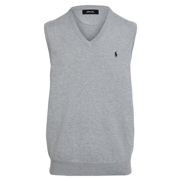 Ralph Lauren Cotton Coolmax V-Neck Golf Sweater Andover Heather - SP25
