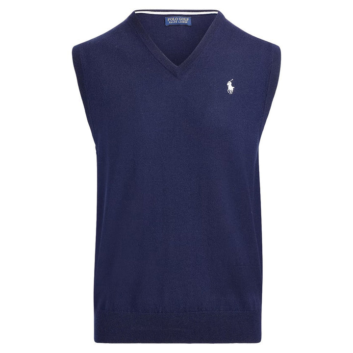 Ralph Lauren Cotton Coolmax V-Neck Golf Sweater Refined Navy - SP25