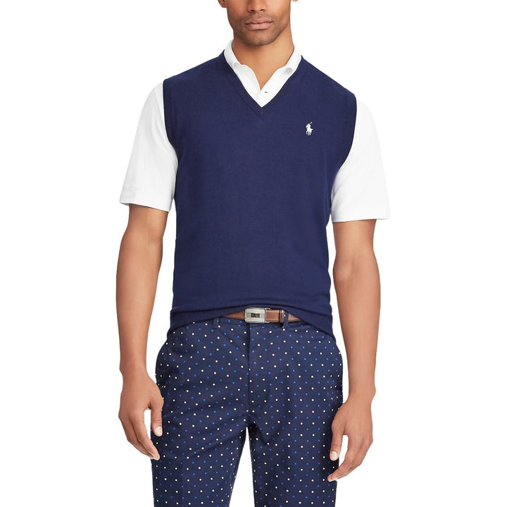 Ralph Lauren Cotton Coolmax V-Neck Golf Sweater Refined Navy - SP25