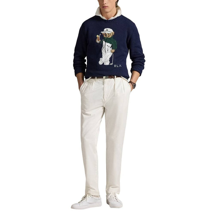Ralph Lauren Cotton Coolmax Novelty Polo Bear Crewneck Golf Sweater Refined Navy - SP25