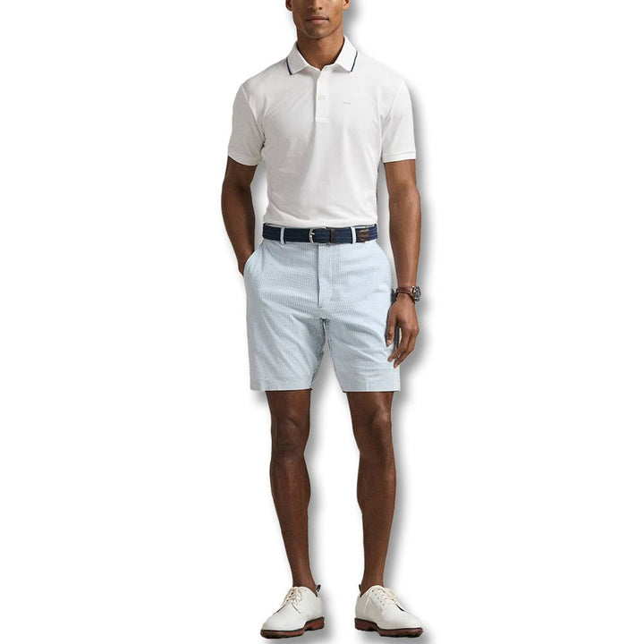 Ralph Lauren Air Tech Pique Knit w/Tipping Golf Polo (Tailored Fit) Ceramic White Multi - SP25 Men