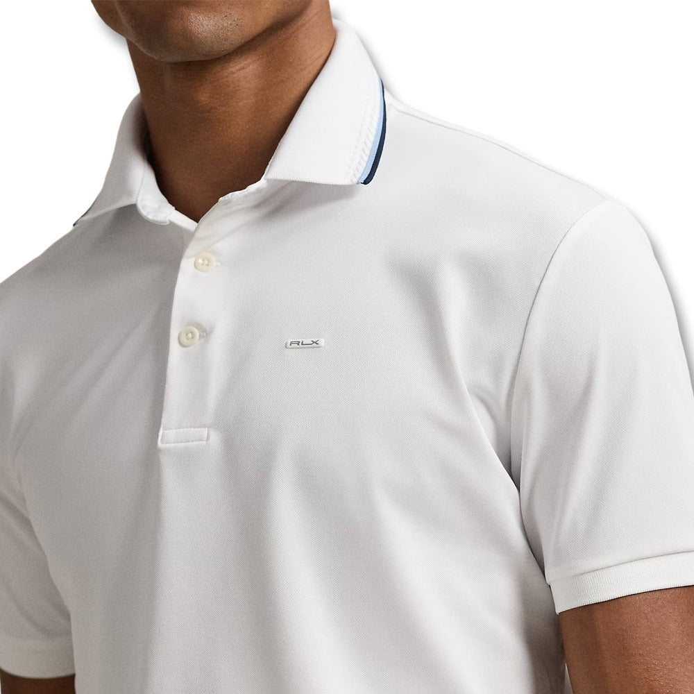 Ralph Lauren Air Tech Pique Knit w/Tipping Golf Polo (Tailored Fit) Ceramic White Multi - SP25 Men