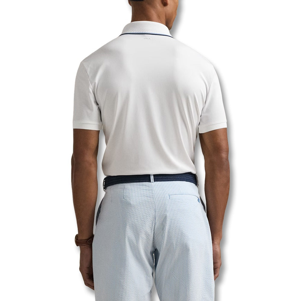 Ralph Lauren Air Tech Pique Knit w/Tipping Golf Polo (Tailored Fit) Ceramic White Multi - SP25 Men
