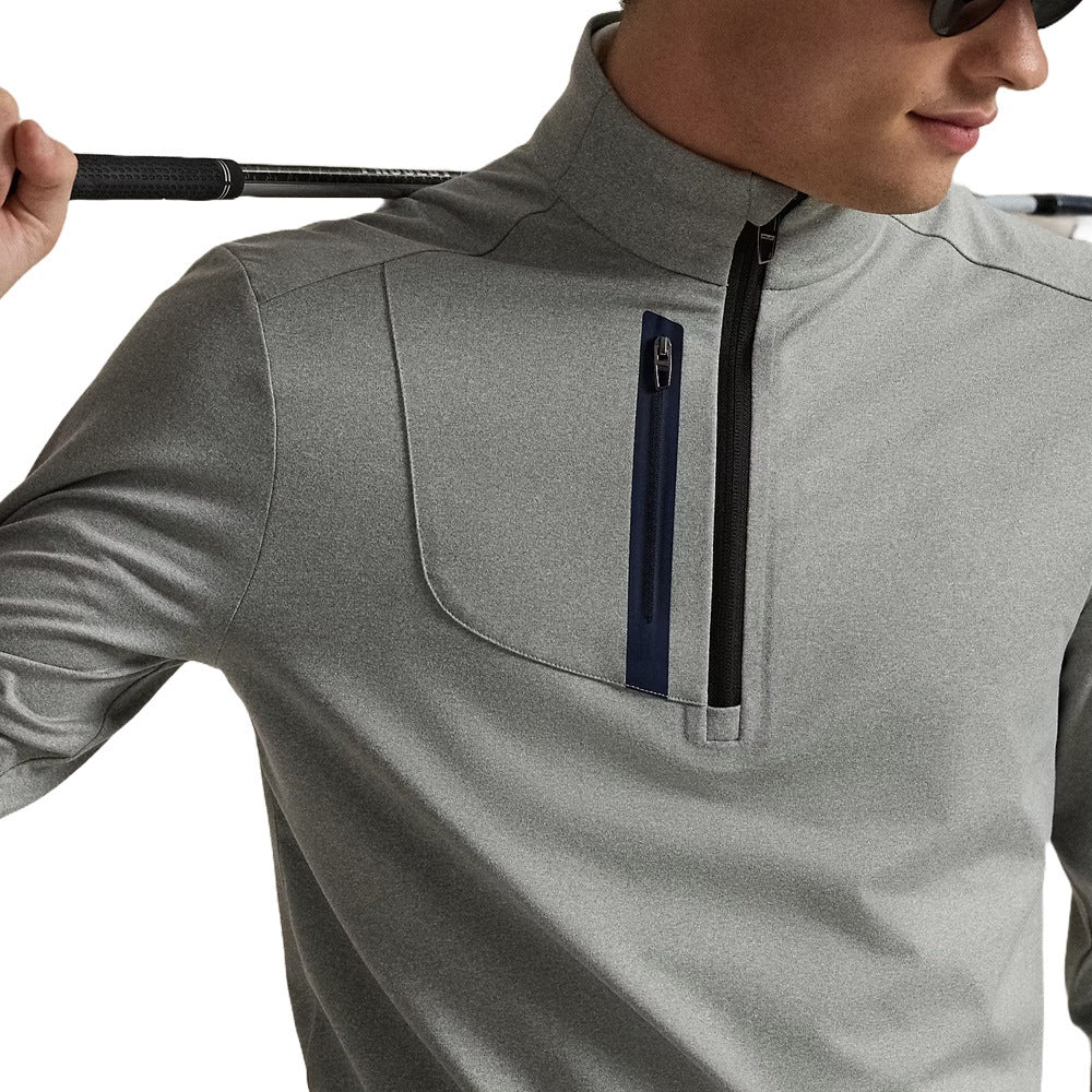 Ralph Lauren Luxury Performance Driver 1/4 Zip Golf Pullover (Houndstooth) Andover Heather - SP25 Men