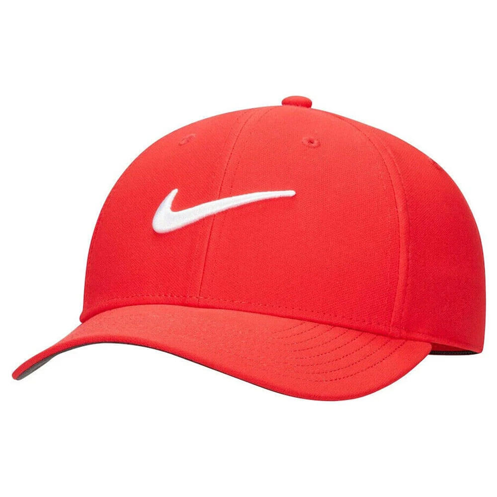 Nike Dri-FIT Club Structured Swoosh Golf Cap University Red/White - FA25 Men