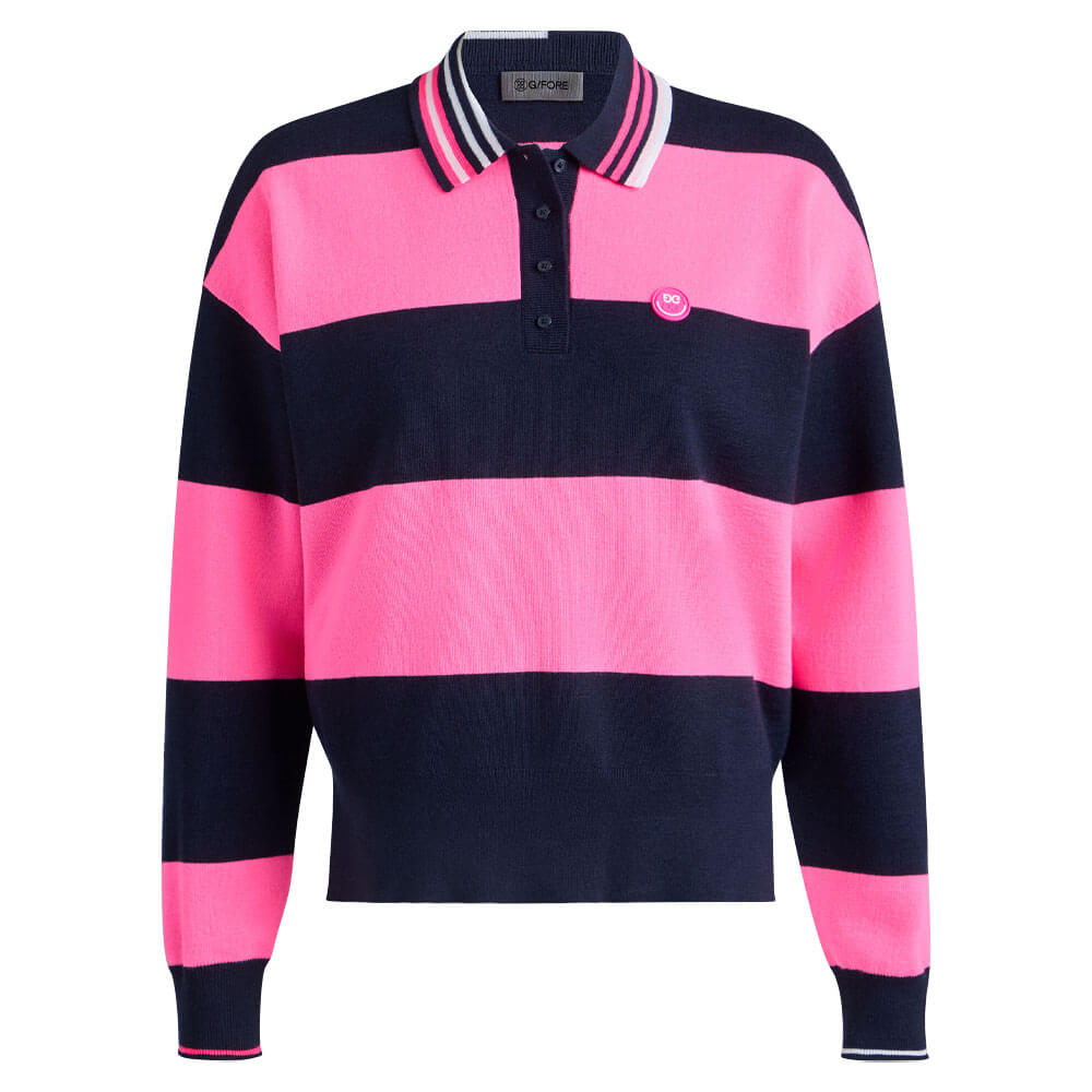 Gfore Happy G's Merino Wool Rugby Golf Sweater Knockout Pink - SP25 Women