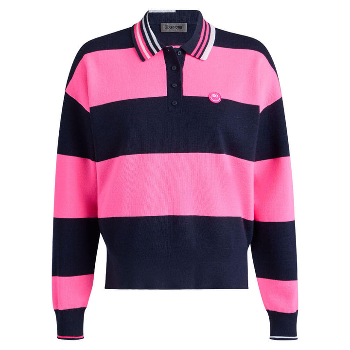 Gfore Happy G's Merino Wool Rugby Golf Sweater Knockout Pink - SP25 Women