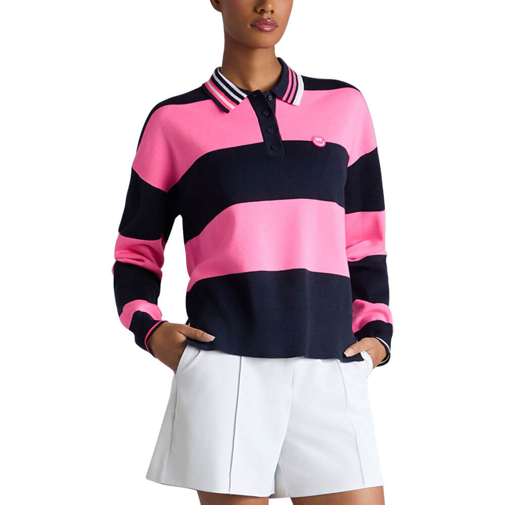 Gfore Happy G's Merino Wool Rugby Golf Sweater Knockout Pink - SP25 Women