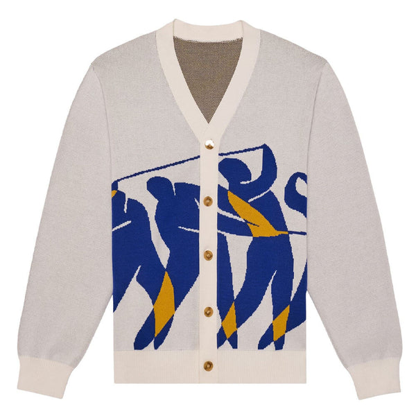 Malbon Matisse Cardigan Golf Sweater White - SS25 Men