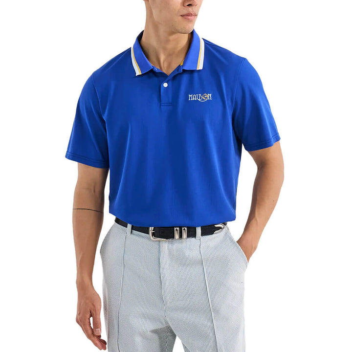 Malbon Grasse Pique Golf Polo Blue - SS25 Men